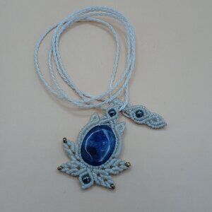 Unisex Macramé Necklace Natural Stone Lapis Lazuli Andean Crafts